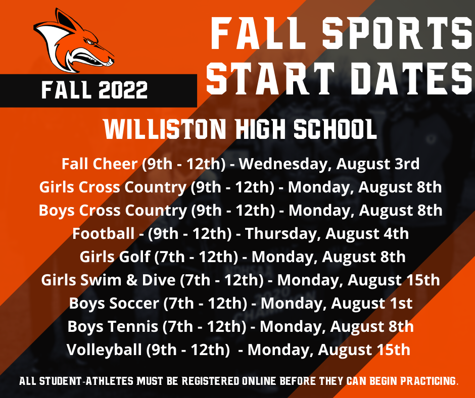 HS Fall Start Dates Coyotes Athletics Activities