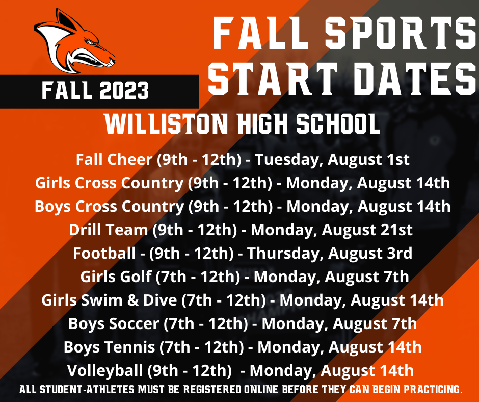 Fall Sports Start Dates