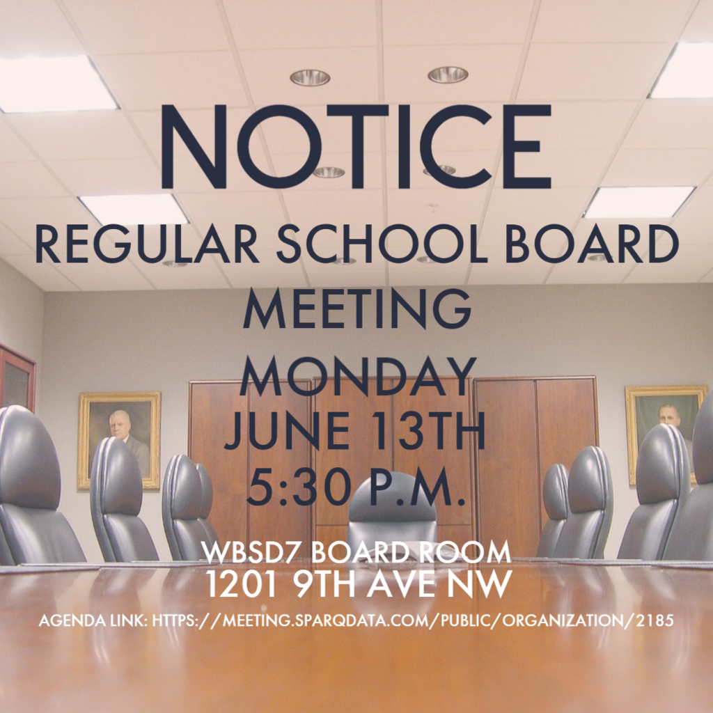 Regular School Board Meeting Notice 6/13/2022